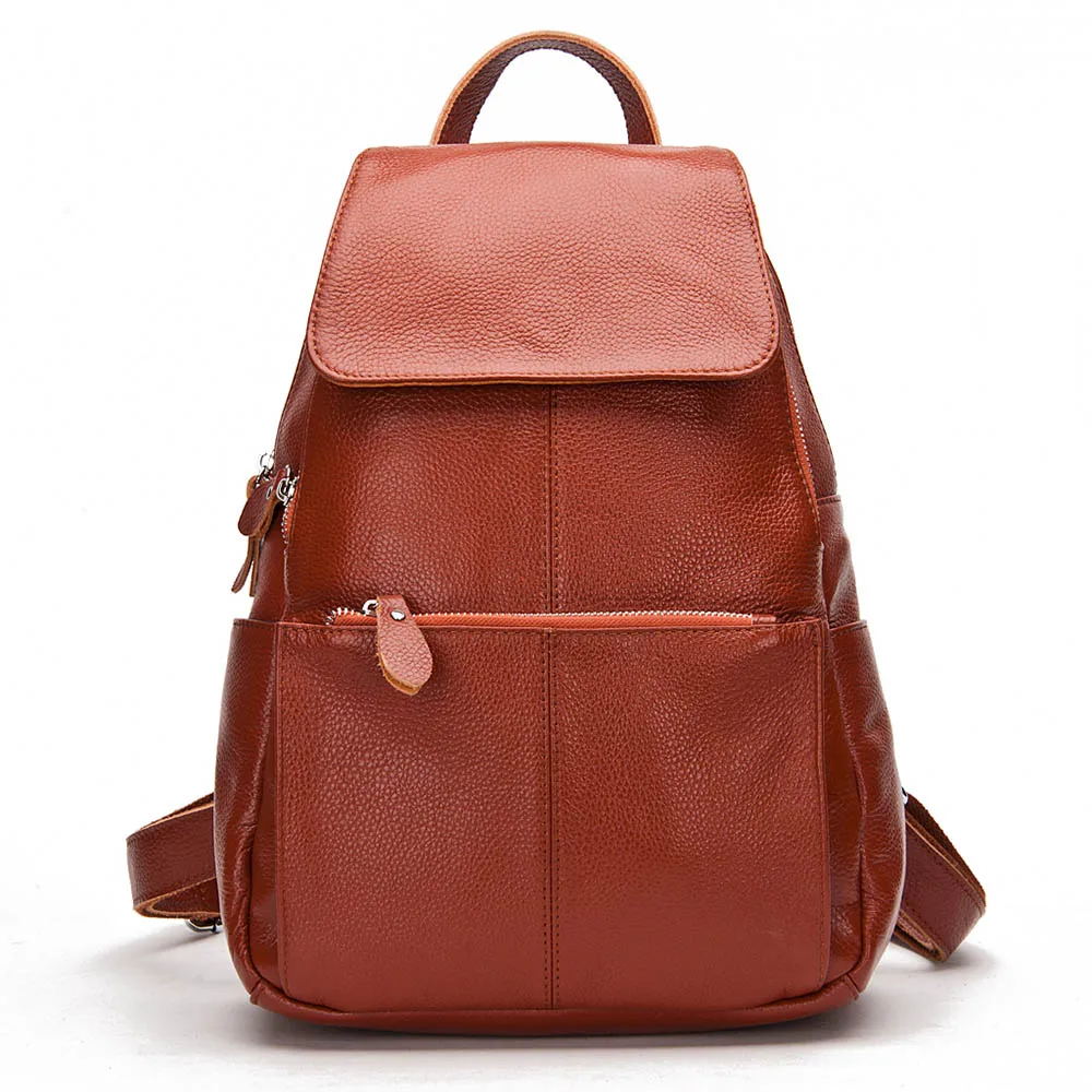 Sac à dos femme antivol en cuir véritable - grande capacité - style élégant. – Image 11