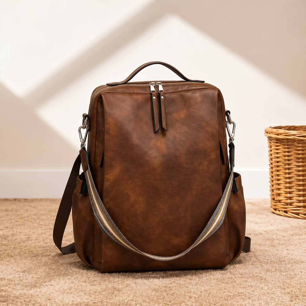 Sac à dos ordinateur en cuir véritable étanche – grande capacité vintage et antivol