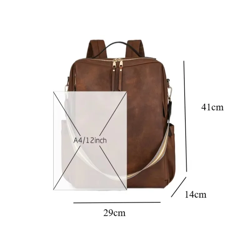 Sac à dos ordinateur en cuir véritable étanche – grande capacité vintage et antivol – Image 6