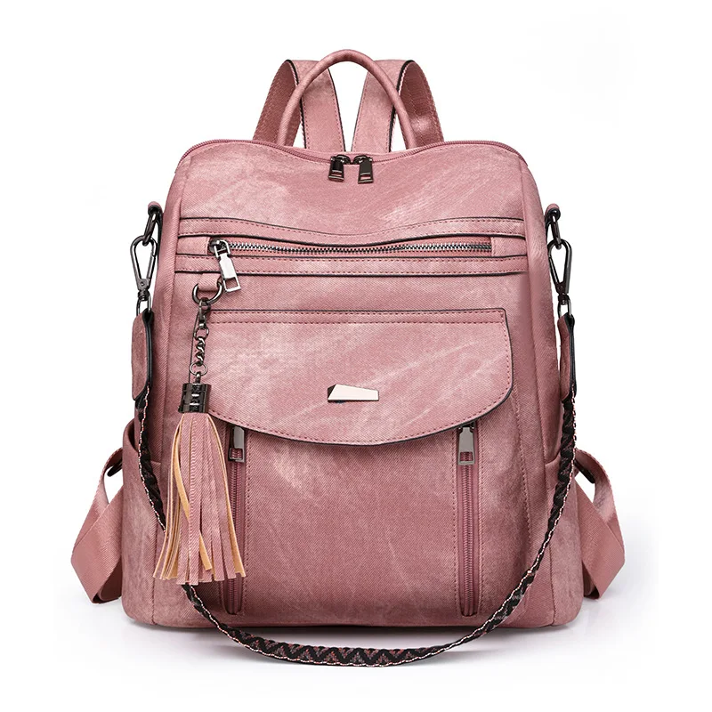 Sac à dos femme antivol en cuir PU imperméable - style rétro - grande capacité. – Image 10