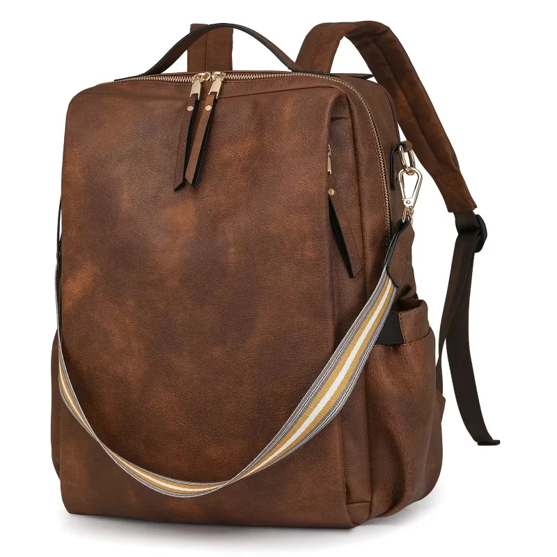 Sac à dos ordinateur en cuir véritable étanche – grande capacité vintage et antivol – Image 2