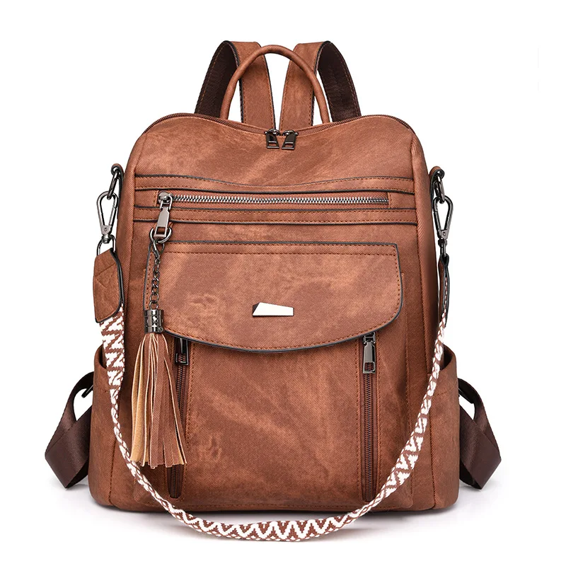 Sac à dos femme antivol en cuir PU imperméable - style rétro - grande capacité. – Image 8