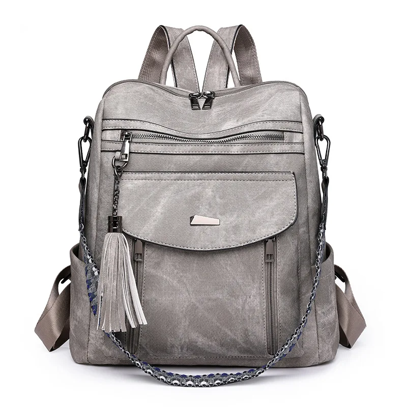 Sac à dos femme antivol en cuir PU imperméable - style rétro - grande capacité. – Image 7