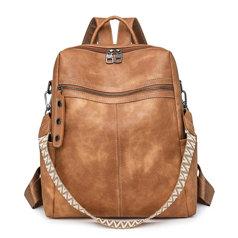 Sac à dos femme antivol en cuir PU - imperméable - grande capacité - style rétro. – Image 9